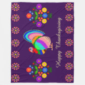 感謝祭おめでとう。ポーランドデザイン花。 フリースブランケット (正面)