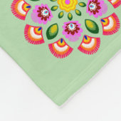 感謝祭おめでとう。ポーランドデザイン花。 フリースブランケット (角)