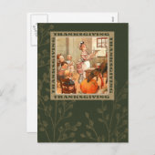 感謝祭おめでとう。ヴィンテージアートはがき シーズンポストカード (正面/裏面)