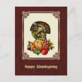 感謝祭おめでとう。ヴィンテージデザインはがき シーズンポストカード