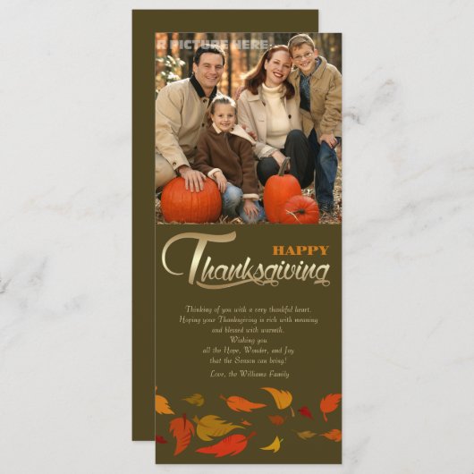 感謝祭おめでとう。感謝記念写真 シーズンカード (正面/裏面)