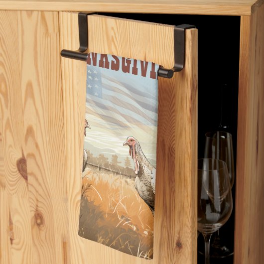 感謝祭おめでとう！編集可能な男性の贈り物 キッチンタオル (三つ折り)