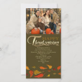 感謝祭おめでとう。落下葉写真カード シーズンカード (正面)