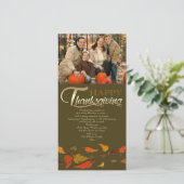 感謝祭おめでとう。落下葉写真カード シーズンカード (スタンド正面)