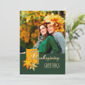 感謝祭おめでとう。落下葉写真カード シーズンカード (スタンド正面)