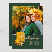 感謝祭おめでとう。落下葉写真カード シーズンカード (正面/裏面)