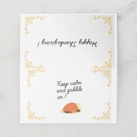 感謝祭おもしろいのテーブルディナー座席表 プレイスカード (外部開封)