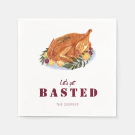 感謝祭おもしろいの七面鳥が怒り狂う スタンダードカクテルナプキン
