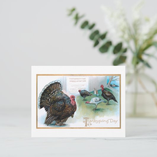 感謝祭おもしろいの七面鳥読の宣言 ポストカード (スタンド正面)