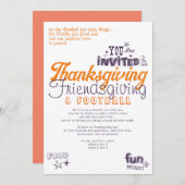 感謝祭おもしろいの友情とサッカーパーティー 招待状 (正面/裏面)