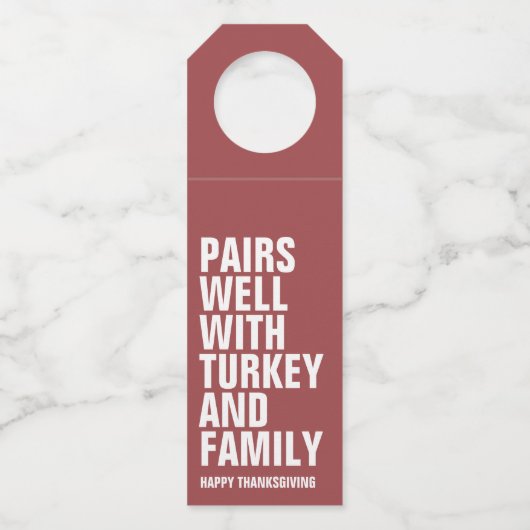 感謝祭おもしろいはっきりした用ワイン ボトルネックタグ (正面)