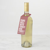 感謝祭おもしろいはっきりした用ワイン ボトルネックタグ (アングル)