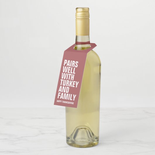感謝祭おもしろいはっきりした用ワイン ボトルネックタグ (アングル)