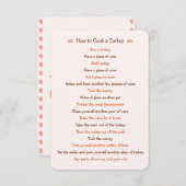 感謝祭おもしろいカードどのように七面鳥をローストレシピ 招待状 (正面/裏面)