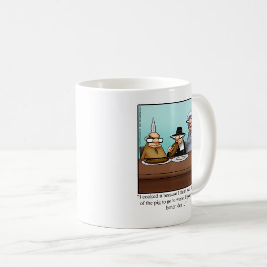 感謝祭おもしろいサッカーのユーモアマグ コーヒーマグカップ (正面右)