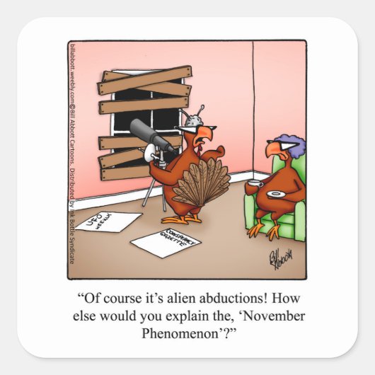 感謝祭おもしろいスタンプ「11月の現象」 スクエアシール (正面)