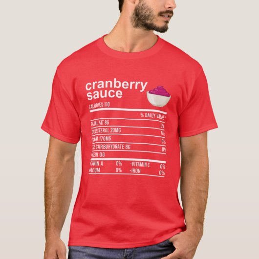 感謝祭おもしろいソース食品クランベリー栄養 Tシャツ (正面)