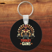 感謝祭おもしろいターキー獲得モチベーションGym Wor キーホルダー (正面)