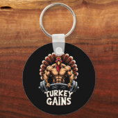 感謝祭おもしろいターキー獲得モチベーションGym Wor キーホルダー (正面)