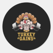 感謝祭おもしろいターキー獲得モチベーションGym Wor ラウンドシール (正面)