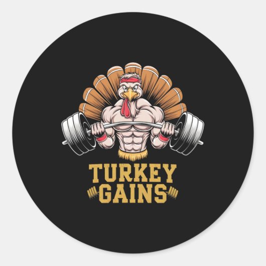 感謝祭おもしろいターキー獲得モチベーションGym Wor ラウンドシール (正面)