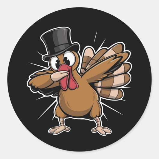 感謝祭おもしろいダビングトルコ秋 ラウンドシール (正面)