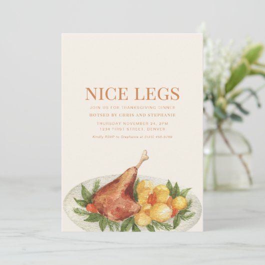 感謝祭おもしろいディナーパーティの招待状 招待状 (スタンド正面)