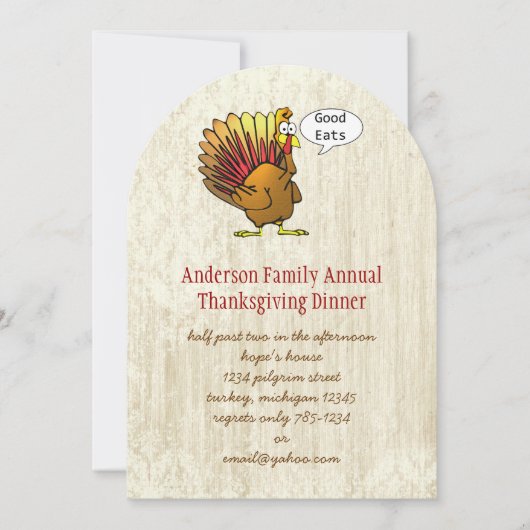 感謝祭おもしろいディナー招待状 招待状 (正面)
