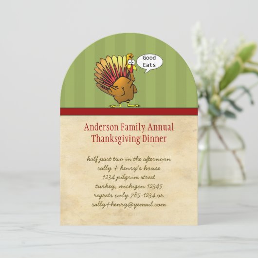 感謝祭おもしろいディナー招待状 招待状 (スタンド正面)
