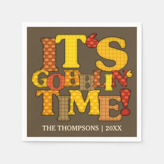 感謝祭おもしろいディナー スタンダードカクテルナプキン (正面)