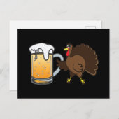 感謝祭おもしろいトルコとチルドビール シーズンポストカード (正面/裏面)