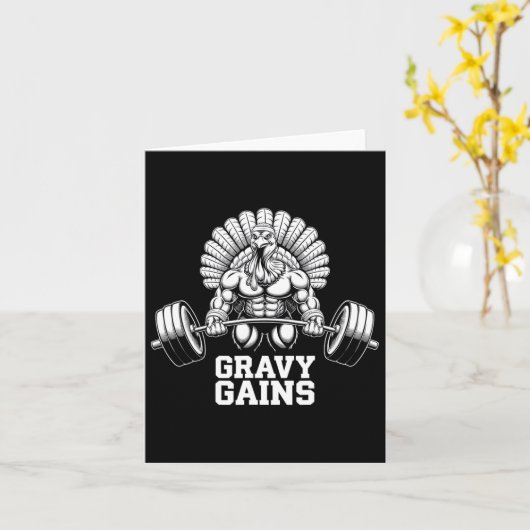 感謝祭おもしろいトルコのグレービーがモチベーションを上げるG カード (黄色い花)