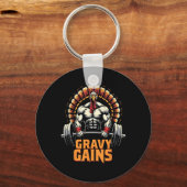 感謝祭おもしろいトルコのグレービーがモチベーションを上げるG キーホルダー (正面)