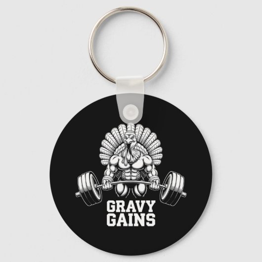 感謝祭おもしろいトルコのグレービーがモチベーションを上げるG キーホルダー (正面)