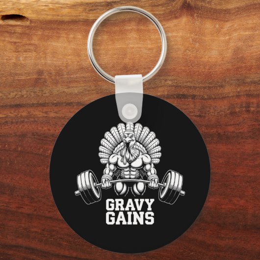 感謝祭おもしろいトルコのグレービーがモチベーションを上げるG キーホルダー (正面)