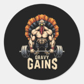 感謝祭おもしろいトルコのグレービーがモチベーションを上げるG ラウンドシール (正面)