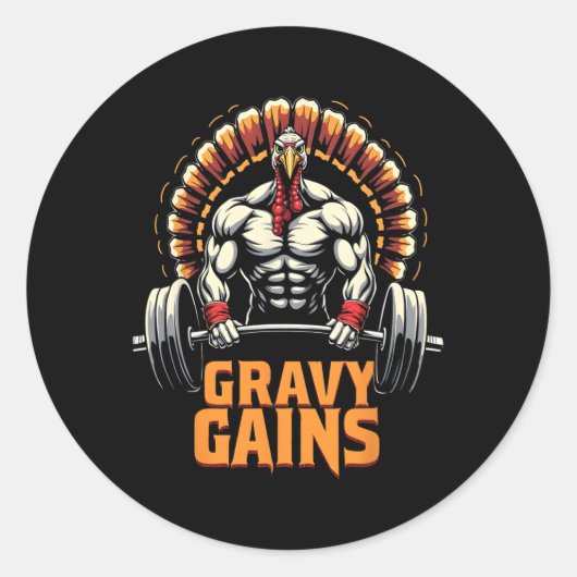 感謝祭おもしろいトルコのグレービーがモチベーションを上げるG ラウンドシール (正面)