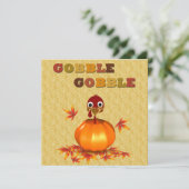 感謝祭おもしろいトルコインパンプキン招待状 招待状 (スタンド正面)