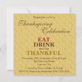 感謝祭おもしろいトルコインパンプキン招待状 招待状 (裏面)