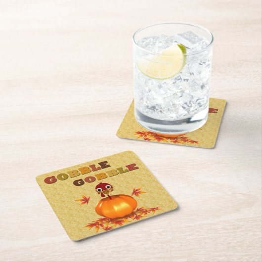 感謝祭おもしろいトルコインパンプキン紙コースター スクエアペーパーコースター (インサイチュ)