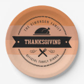 感謝祭おもしろいトルコパーソナライズされた ペーパープレート (正面)