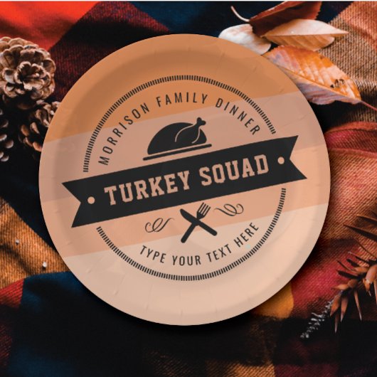 感謝祭おもしろいトルコパーソナライズされた ペーパープレート