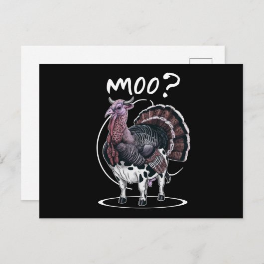 感謝祭おもしろいトルコ牛モー秋 シーズンポストカード (正面/裏面)