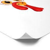 感謝祭おもしろいトルコ顔インディアン羽毛頭 ポスター (角)