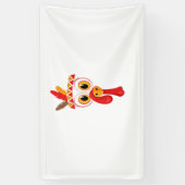 感謝祭おもしろいトルコ顔インディアン羽毛頭 横断幕 (縦)