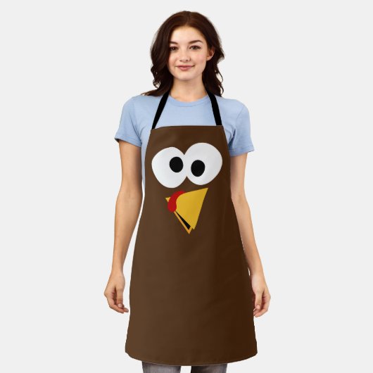感謝祭おもしろいトルコ顔 エプロン (着用した状態)