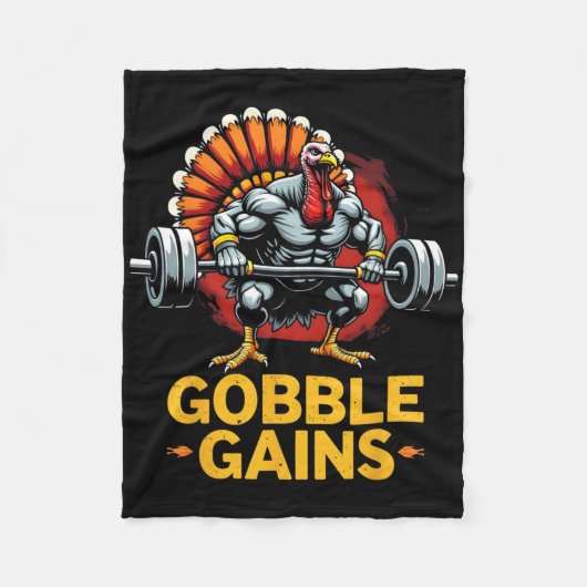 感謝祭おもしろいトルコGobble Goble Gymトレーニング フリースブランケット (正面)