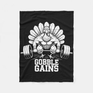 感謝祭おもしろいトルコGobble Goble Gymトレーニング フリースブランケット