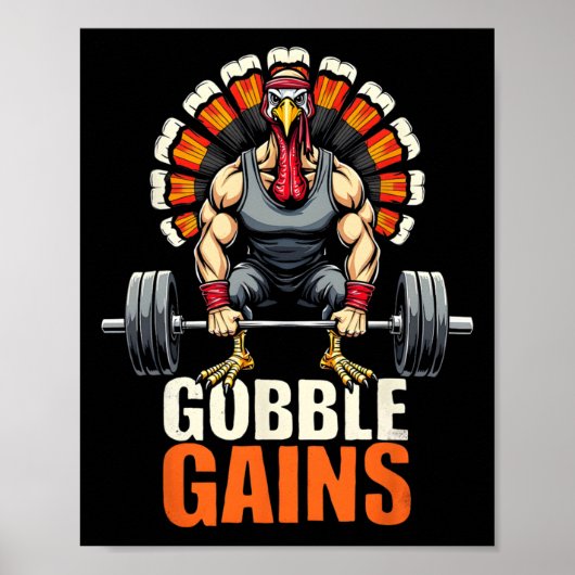 感謝祭おもしろいトルコGobble Goble Gymトレーニング ポスター (正面)