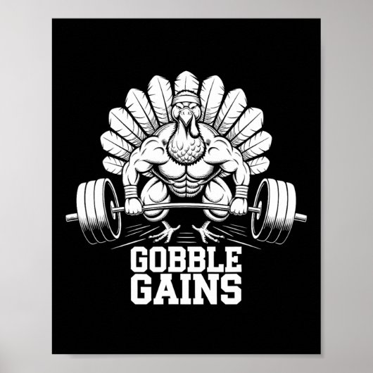 感謝祭おもしろいトルコGobble Goble Gymトレーニング ポスター (正面)